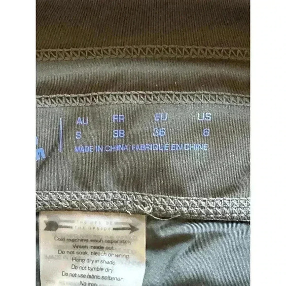 THE UPSIDE Army Green Midi Drawstring Active Skinny Leggings Arrow Logo Size 6 - Picture 8 of 9